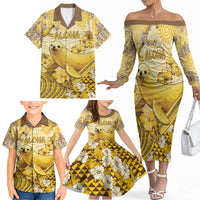 Hawaii Banana Seal Family Matching Off The Shoulder Long Sleeve Dress and Hawaiian Shirt Ilio Holo I Ka Uaua Aloha DT05 - Polynesian Pride