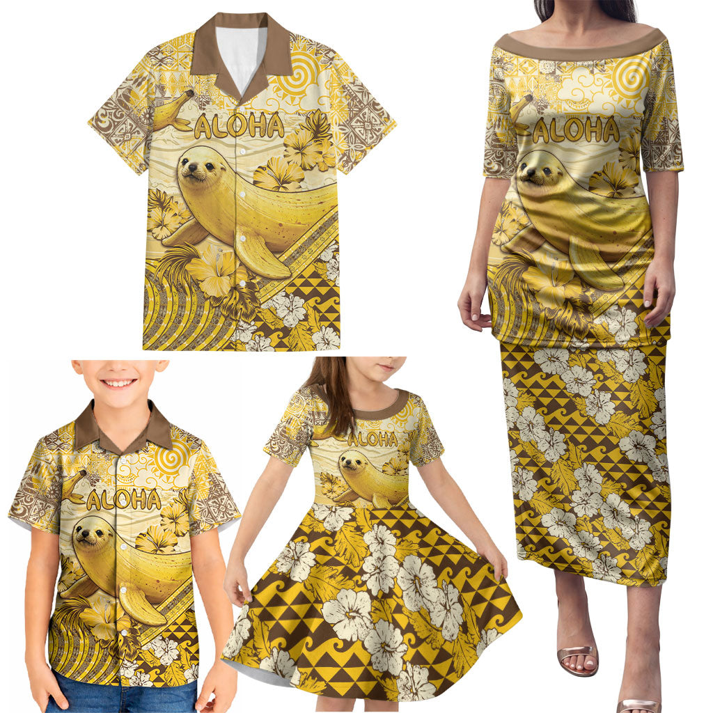 Hawaii Banana Seal Family Matching Puletasi and Hawaiian Shirt Ilio Holo I Ka Uaua Aloha DT05 - Polynesian Pride