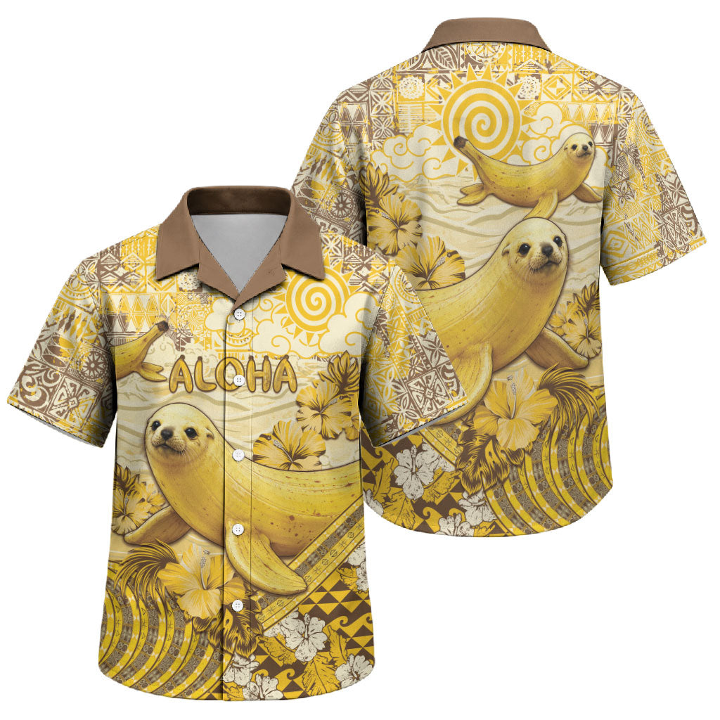 Hawaii Banana Seal Family Matching Short Sleeve Bodycon Dress and Hawaiian Shirt Ilio Holo I Ka Uaua Aloha DT05 Son's Shirt Yellow - Polynesian Pride
