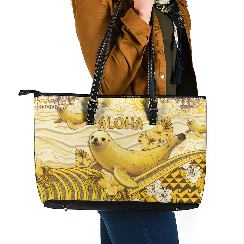 Hawaii Banana Seal Leather Tote Bag Ilio Holo I Ka Uaua Aloha DT05 - Polynesian Pride