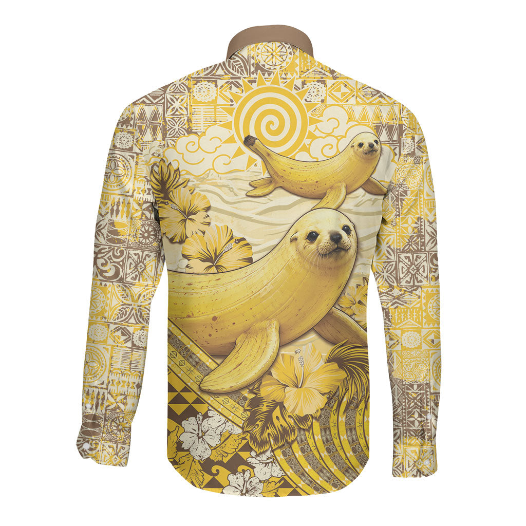 Hawaii Banana Seal Long Sleeve Button Shirt Ilio Holo I Ka Uaua Aloha DT05 - Polynesian Pride