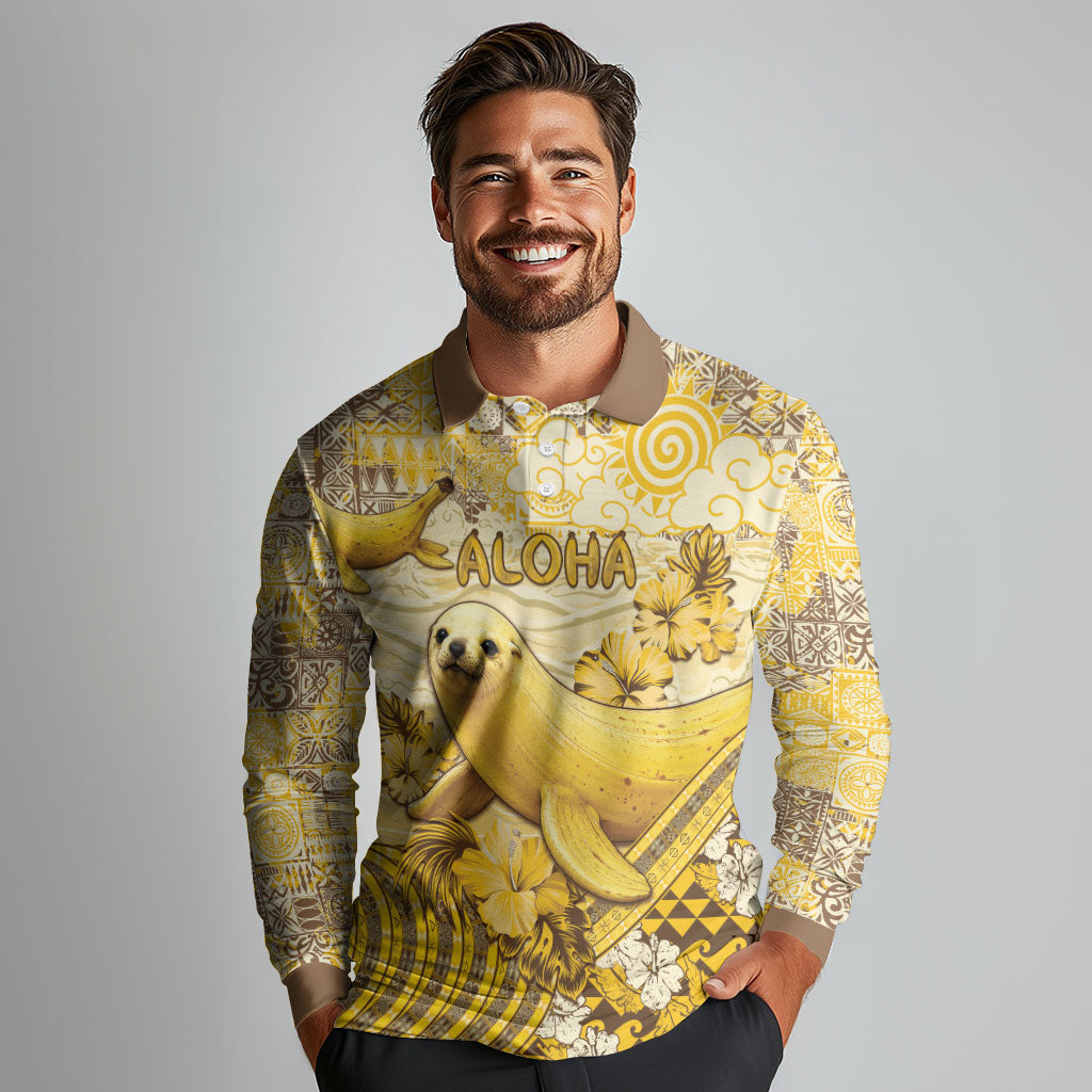 Hawaii Banana Seal Long Sleeve Polo Shirt Ilio Holo I Ka Uaua Aloha DT05 - Polynesian Pride