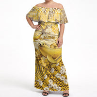 Hawaii Banana Seal Off Shoulder Maxi Dress Ilio Holo I Ka Uaua Aloha DT05 Women Yellow - Polynesian Pride