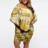 Hawaii Banana Seal Off Shoulder Short Dress Ilio Holo I Ka Uaua Aloha DT05 Women Yellow - Polynesian Pride