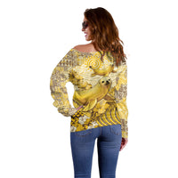 Hawaii Banana Seal Off Shoulder Sweater Ilio Holo I Ka Uaua Aloha DT05 - Polynesian Pride
