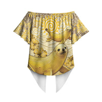 Hawaii Banana Seal Off Shoulder Wrap Waist Top Ilio Holo I Ka Uaua Aloha DT05 - Polynesian Pride