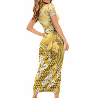 Hawaii Banana Seal Short Sleeve Bodycon Dress Ilio Holo I Ka Uaua Aloha DT05 - Polynesian Pride