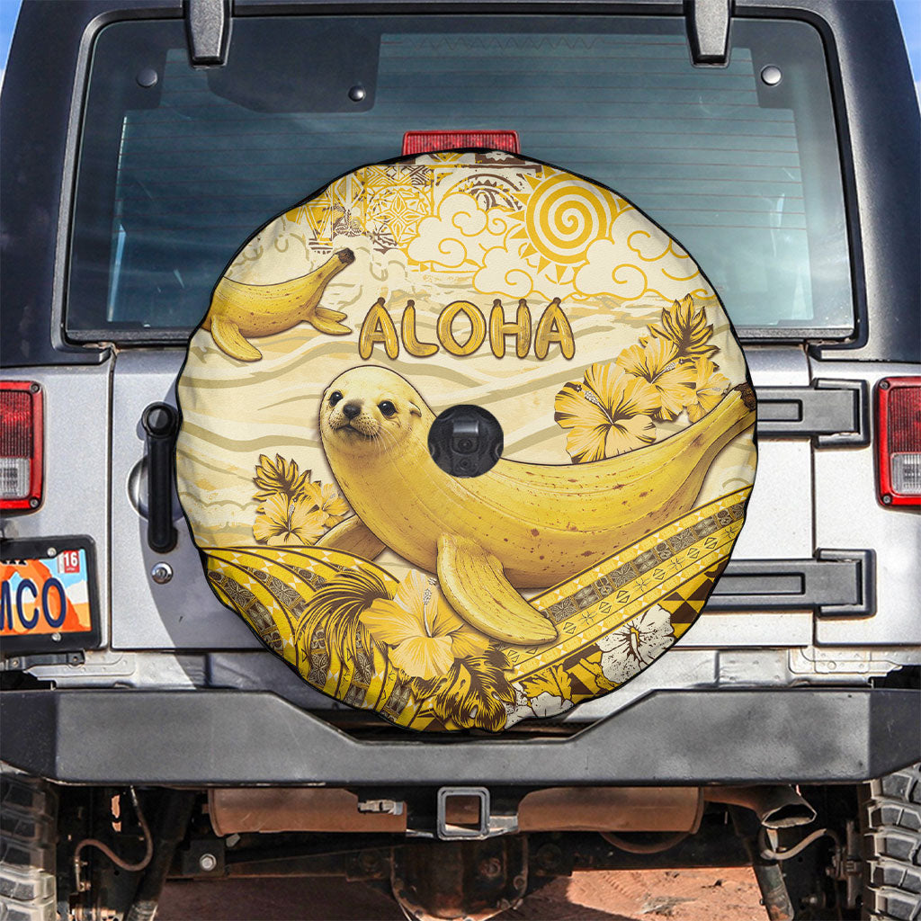 Hawaii Banana Seal Spare Tire Cover Ilio Holo I Ka Uaua Aloha DT05 Yellow - Polynesian Pride