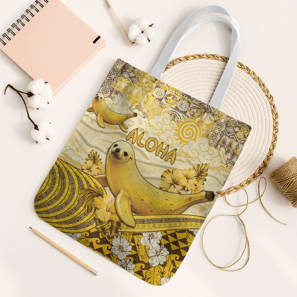 Hawaii Banana Seal Tote Bag Ilio Holo I Ka Uaua Aloha DT05 White Strap One Size Yellow - Polynesian Pride