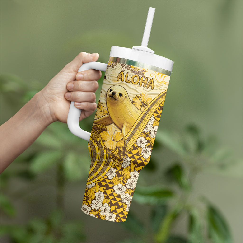 Hawaii Banana Seal Tumbler With Handle Ilio Holo I Ka Uaua Aloha DT05 - Polynesian Pride