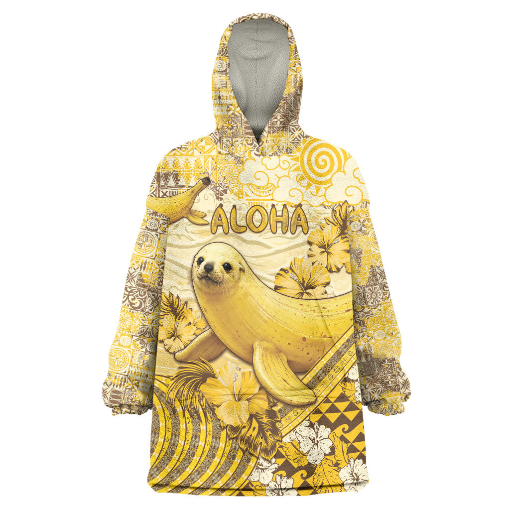 Hawaii Banana Seal Wearable Blanket Hoodie Ilio Holo I Ka Uaua Aloha DT05 One Size Yellow - Polynesian Pride