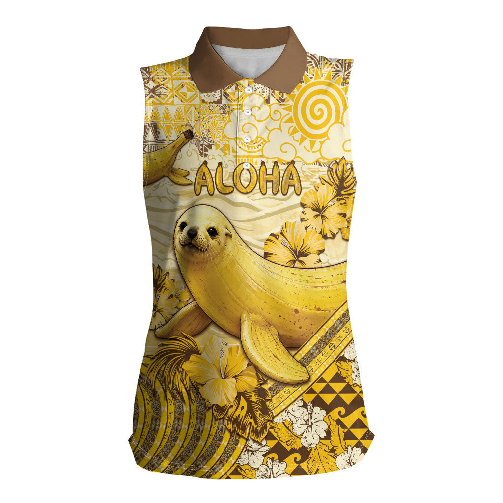 Hawaii Banana Seal Women Sleeveless Polo Shirt Ilio Holo I Ka Uaua Aloha DT05 Female Yellow - Polynesian Pride
