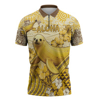 Hawaii Banana Seal Zipper Polo Shirt Ilio Holo I Ka Uaua Aloha DT05 Yellow - Polynesian Pride