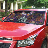 Hawaii Halloween Auto Sun Shade Skeleton Bones Flower Lei Tropical Floral DT05 - Polynesian Pride