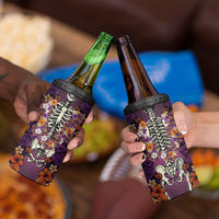Hawaii Halloween 4 in 1 Can Cooler Tumbler Skeleton Bones Flower Lei Tropical Floral DT05 - Polynesian Pride