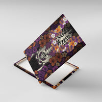 Hawaii Halloween Canvas Wall Art Skeleton Bones Flower Lei Tropical Floral DT05 With Frame Black - Polynesian Pride