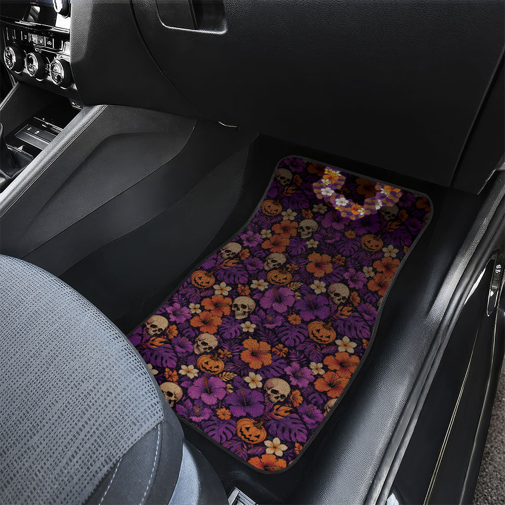 Hawaii Halloween Car Mats Skeleton Bones Flower Lei Tropical Floral DT05 - Polynesian Pride