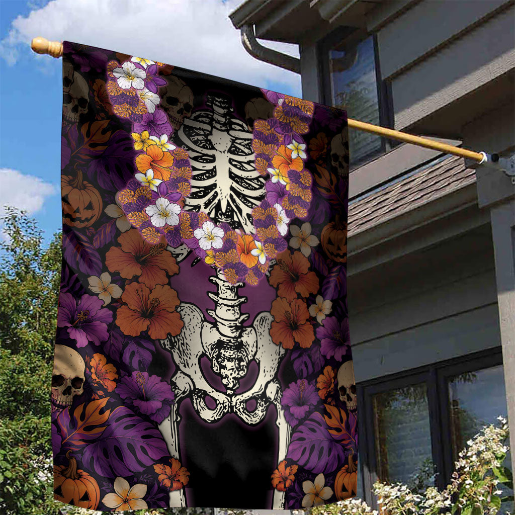 Hawaii Halloween Garden Flag Skeleton Bones Flower Lei Tropical Floral DT05 - Polynesian Pride