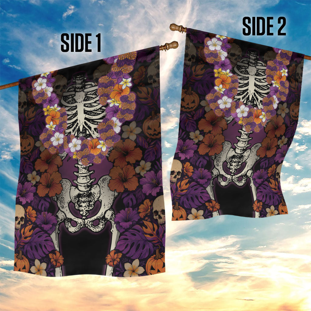 Hawaii Halloween Garden Flag Skeleton Bones Flower Lei Tropical Floral DT05 - Polynesian Pride
