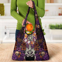 Hawaii Halloween Grocery Bag Skeleton Bones Flower Lei Tropical Floral DT05 - Polynesian Pride