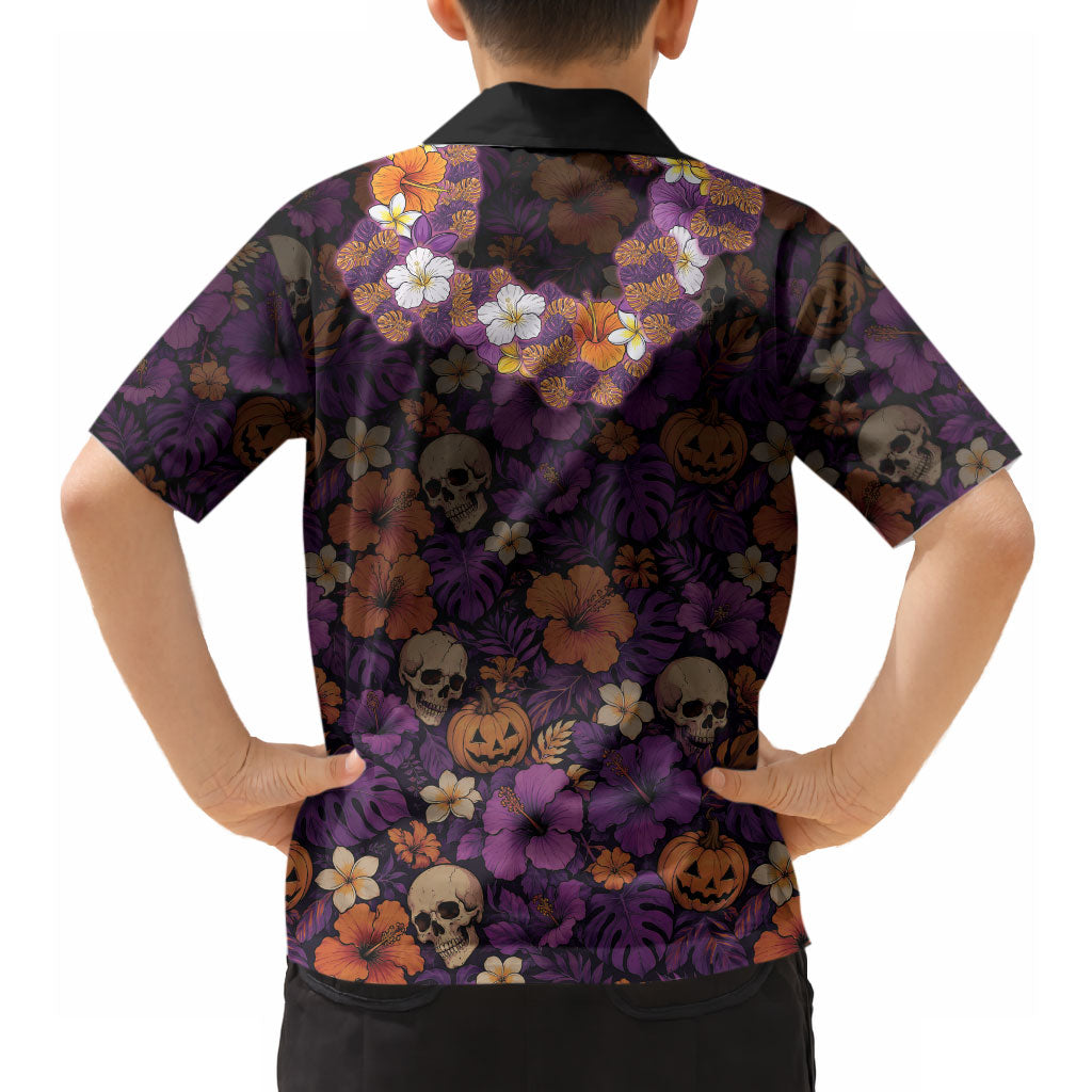 Hawaii Halloween Hawaiian Shirt Skeleton Bones Flower Lei Tropical Floral DT05 - Polynesian Pride