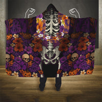 Hawaii Halloween Hooded Blanket Skeleton Bones Flower Lei Tropical Floral DT05 - Polynesian Pride