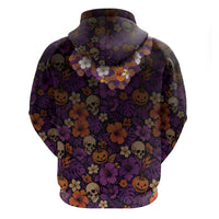 Hawaii Halloween Hoodie Skeleton Bones Flower Lei Tropical Floral DT05 - Polynesian Pride