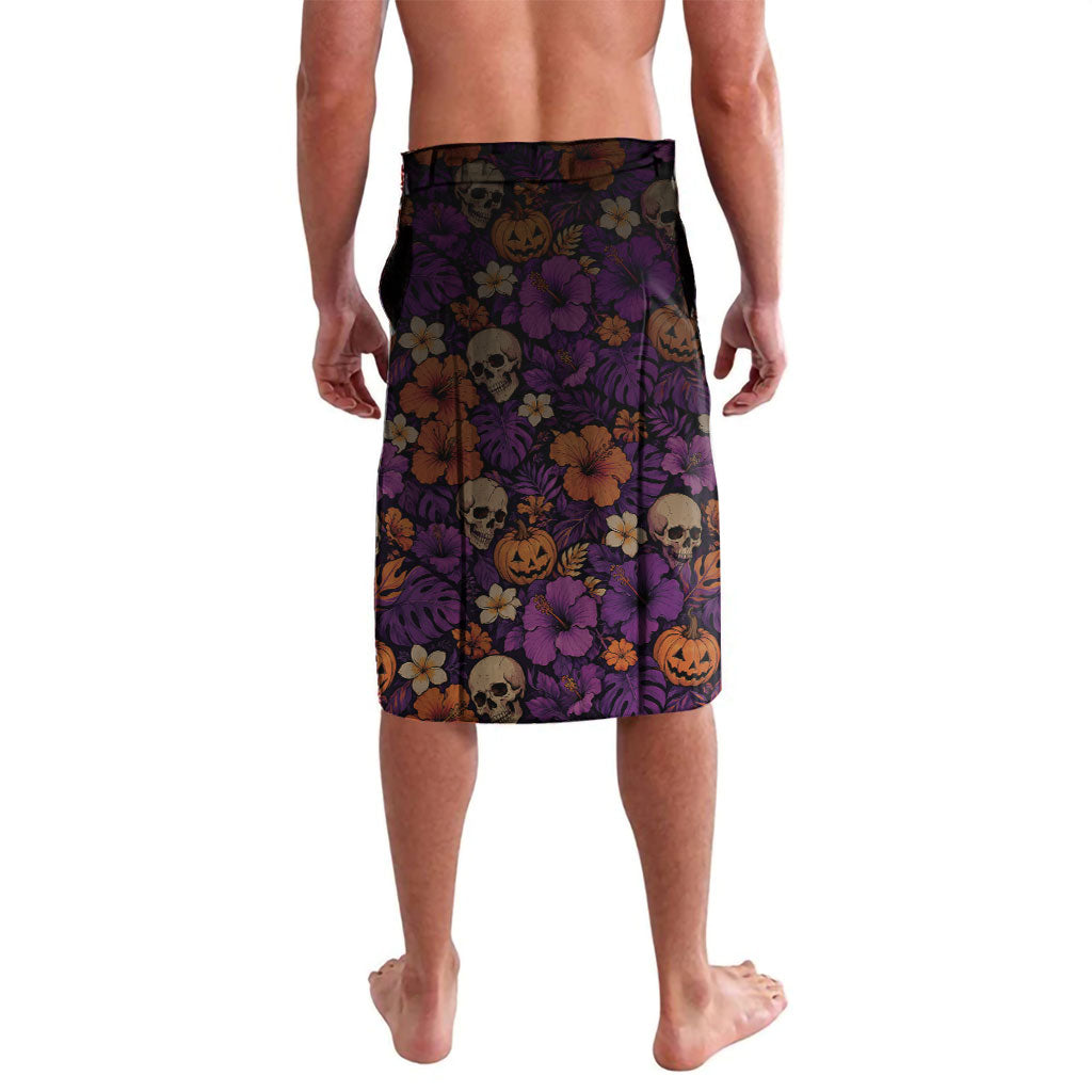 Hawaii Halloween Lavalava Skeleton Bones Flower Lei Tropical Floral DT05 - Polynesian Pride