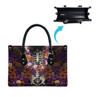 Hawaii Halloween Leather Bag Skeleton Bones Flower Lei Tropical Floral DT05 - Polynesian Pride