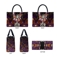 Hawaii Halloween Leather Bag Skeleton Bones Flower Lei Tropical Floral DT05 - Polynesian Pride
