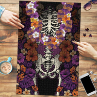 Hawaii Halloween Puzzle Skeleton Bones Flower Lei Tropical Floral DT05 Black - Polynesian Pride
