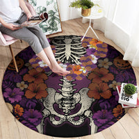 Hawaii Halloween Round Carpet Skeleton Bones Flower Lei Tropical Floral DT05 - Polynesian Pride