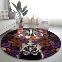 Hawaii Halloween Round Carpet Skeleton Bones Flower Lei Tropical Floral DT05 - Polynesian Pride