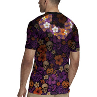 Hawaii Halloween Rugby Jersey Skeleton Bones Flower Lei Tropical Floral DT05 - Polynesian Pride