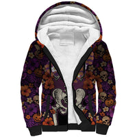 Hawaii Halloween Sherpa Hoodie Skeleton Bones Flower Lei Tropical Floral DT05 Unisex Black - Polynesian Pride