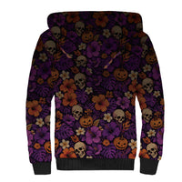 Hawaii Halloween Sherpa Hoodie Skeleton Bones Flower Lei Tropical Floral DT05 - Polynesian Pride