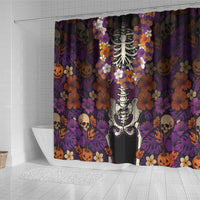 Hawaii Halloween Shower Curtain Skeleton Bones Flower Lei Tropical Floral DT05 - Polynesian Pride