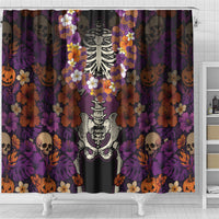 Hawaii Halloween Shower Curtain Skeleton Bones Flower Lei Tropical Floral DT05 - Polynesian Pride