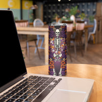 Hawaii Halloween Skinny Tumbler Skeleton Bones Flower Lei Tropical Floral DT05 - Polynesian Pride