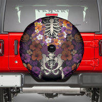 Hawaii Halloween Spare Tire Cover Skeleton Bones Flower Lei Tropical Floral DT05 - Polynesian Pride