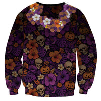 Hawaii Halloween Sweatshirt Skeleton Bones Flower Lei Tropical Floral DT05 - Polynesian Pride