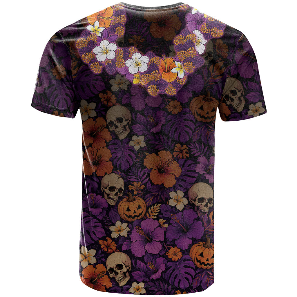 Hawaii Halloween T Shirt Skeleton Bones Flower Lei Tropical Floral DT05 - Polynesian Pride