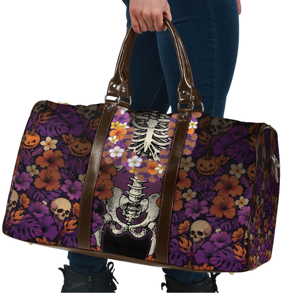 Hawaii Halloween Travel Bag Skeleton Bones Flower Lei Tropical Floral DT05 - Polynesian Pride