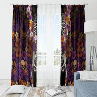 Hawaii Halloween Window Curtain Skeleton Bones Flower Lei Tropical Floral DT05 - Polynesian Pride