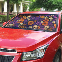 Hawaii Halloween Auto Sun Shade Skeleton Pumpkin Hawaiian Flower Tribal DT05 - Polynesian Pride