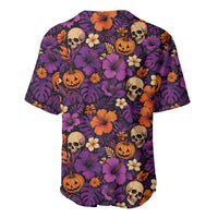 Hawaii Halloween Baseball Jersey Skeleton Pumpkin Hawaiian Flower Tribal DT05 - Polynesian Pride