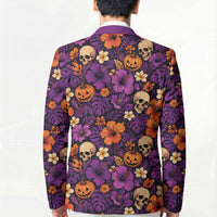Hawaii Halloween Blazer Skeleton Pumpkin Hawaiian Flower Tribal DT05 - Polynesian Pride