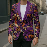 Hawaii Halloween Blazer Skeleton Pumpkin Hawaiian Flower Tribal DT05 - Polynesian Pride