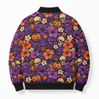 Hawaii Halloween Bomber Puffer Jacket Skeleton Pumpkin Hawaiian Flower Tribal DT05 - Polynesian Pride