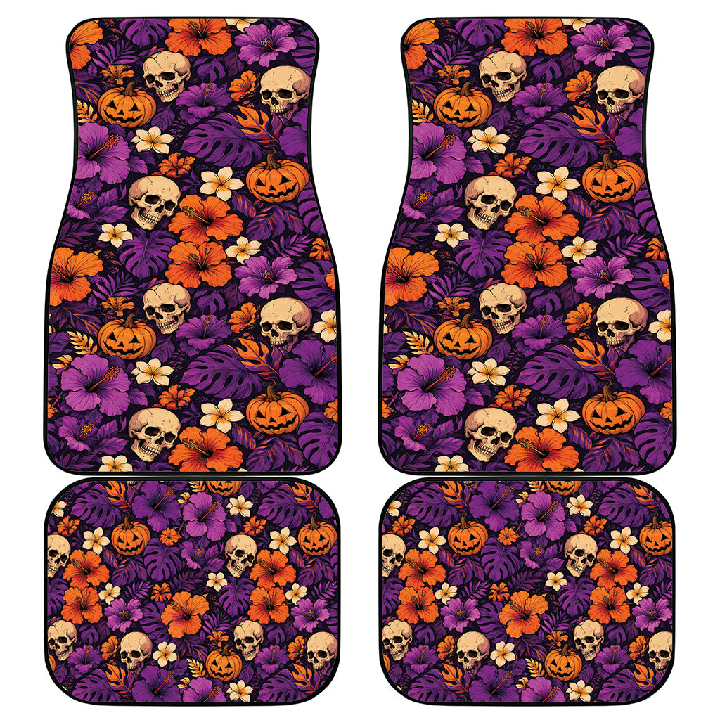 Hawaii Halloween Car Mats Skeleton Pumpkin Hawaiian Flower Tribal DT05 - Polynesian Pride